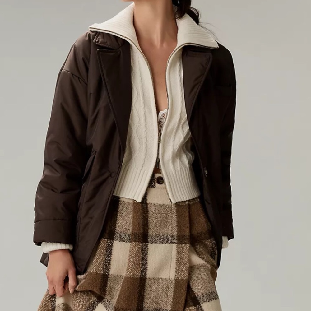 NWT Maeve for Anthropologie Brown Cocoon Puff Blazer Jacket - Picture 4 of 8